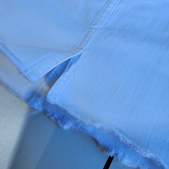 Code Bleu Denim Jean Skirt White Button Fly Pencil Back Kick Split Stretch Raw 6 - Picture 11 of 11